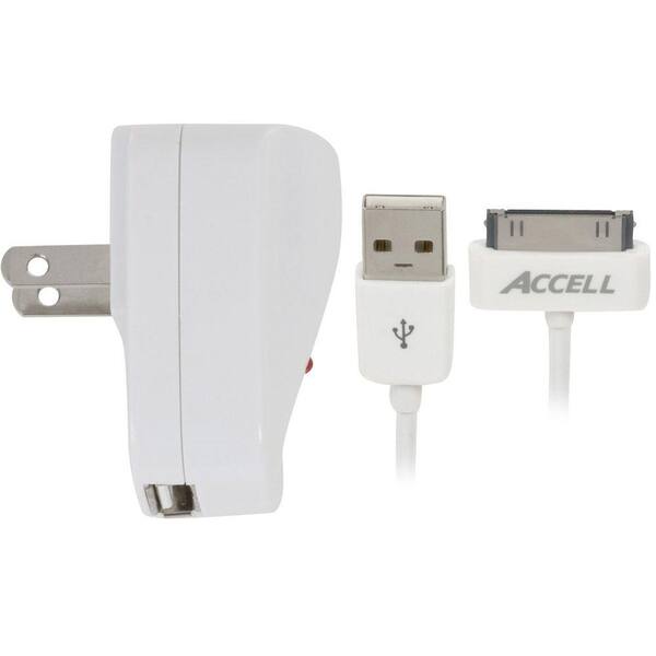 Accell AC Power Adapter and USB Sync/Charge Cable for iPod or iPhone