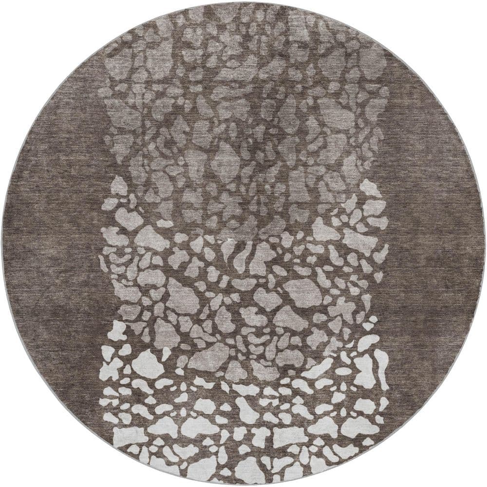 Dream Shag Premium Machine Washable Abstract ADS643 Taupe 8 ft. x 8 ft. Round Rug price history on PriceWatchPro