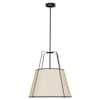 Dainolite Trapezoid 3-Light Black Frame Pendant with Cream Fabric Shade ...