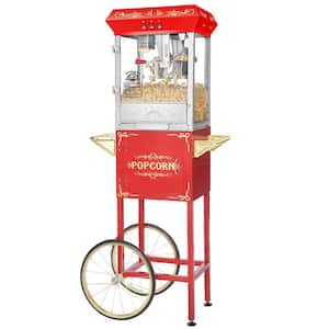 Red 850 W 8 oz. Red Carnival Popcorn Popper Machine with Cart
