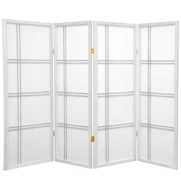 Oriental Furniture 4 ft. Short Double Cross Shoji Screen - White - 4 Panels