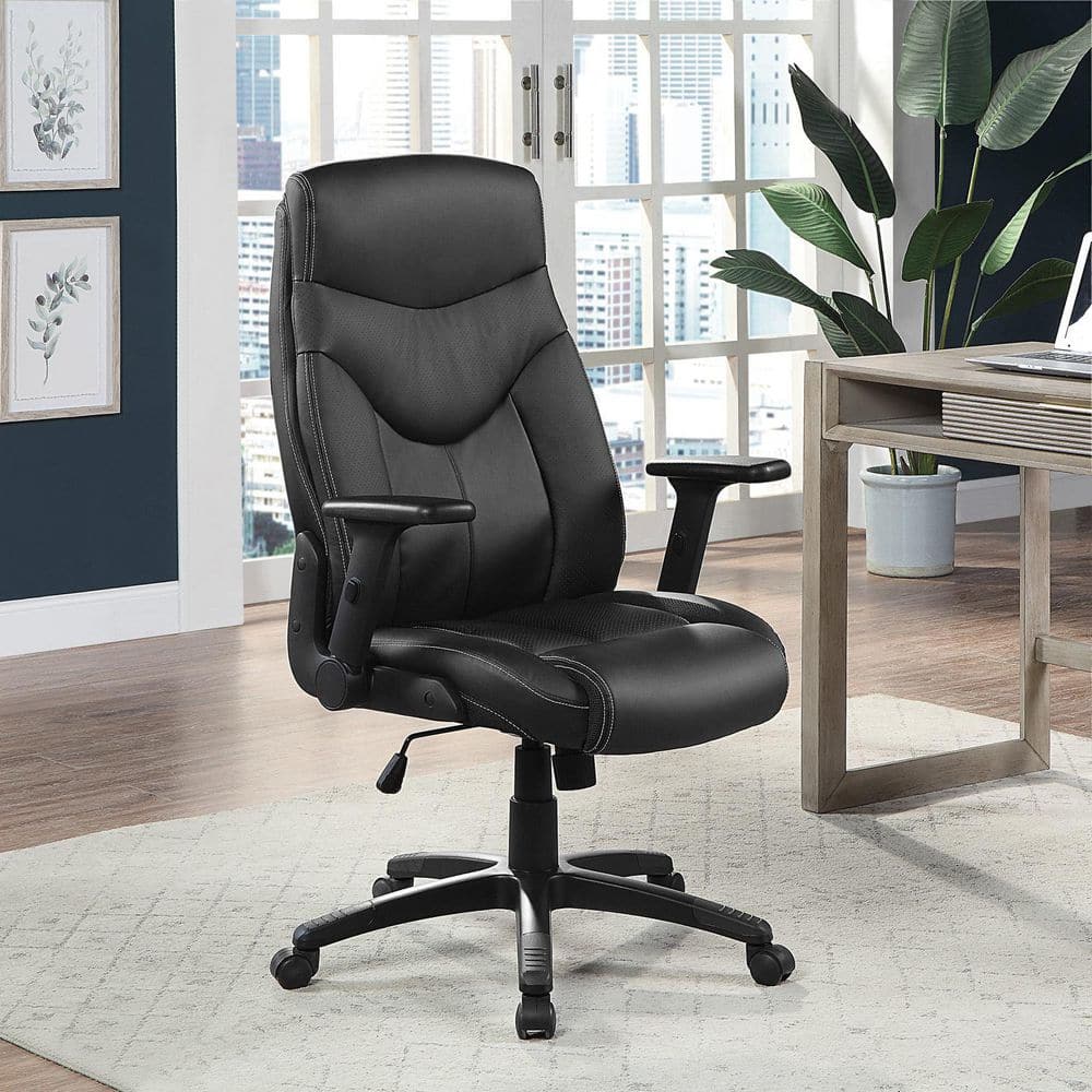Bonded Leather Seat Adjustable Height Executive Chair in Black with Adjustable Arms price history on PriceWatchPro