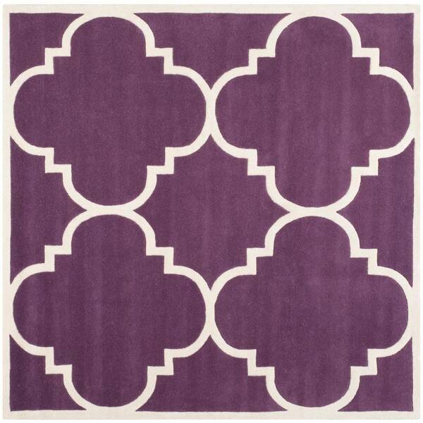 SAFAVIEH Chatham Purple/Ivory 7 ft. x 7 ft. Square Area Rug