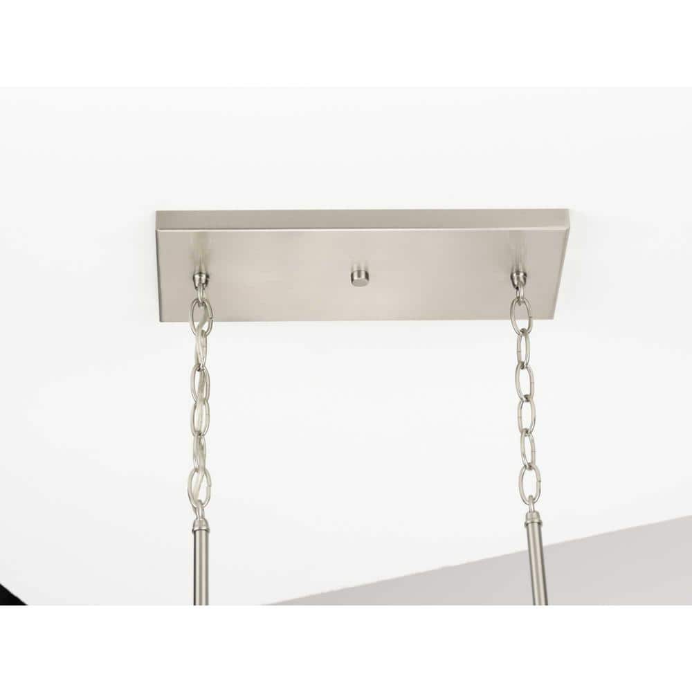 Mast 38" Brushed Nickel Linear Chandelier with Faux Wood Accents