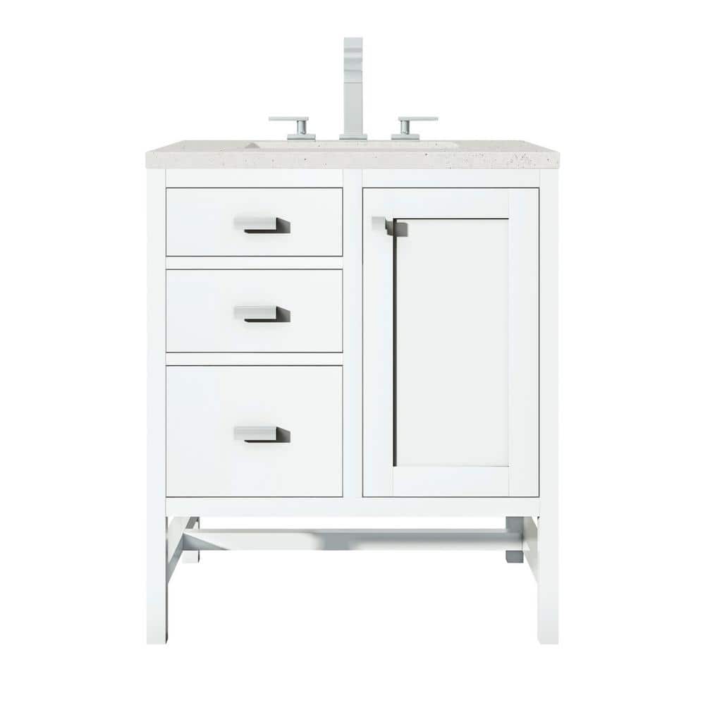 Glossy White Plywood Single Freestanding Bathroom Vanity