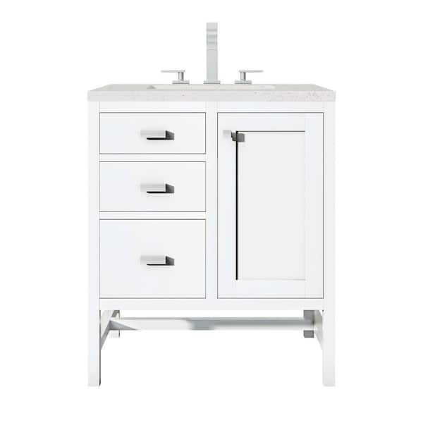 James Martin Vanities Addison 30-in x 34.4-in x 23.5-in Glossy White Soft Close Bathroom Wall Cabinet