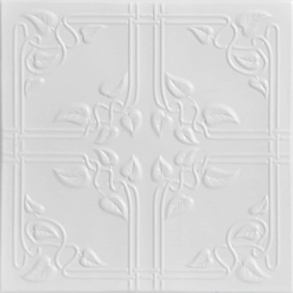 Ivy Leaves White Heron 1.6 ft. x 1.6 ft. Decorative Foam Glue Up Ceiling Tile (259.2 sq. ft. /case) price history on PriceWatchPro