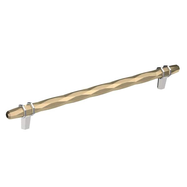 Amerock London 10-1/16 in. (256mm) Modern Golden Champagne/Polished Chrome Bar Cabinet Pull