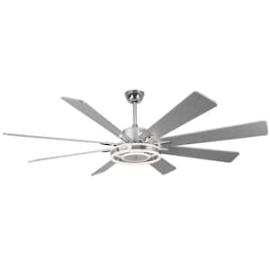 Belcarra 72 in. Indoor Chrome Dimmable 6-Speed Integrated LED Modern Ceiling Fan w/ Light and Remote 3-Downrods Included