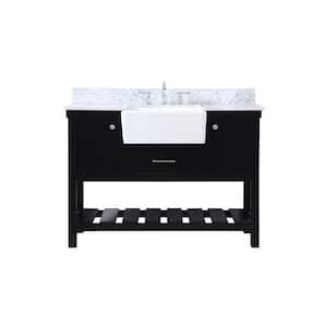 Timeless Home 48 in. W x 22 in. D x 34.13 in. H Bath Vanity in Black with Carrara White Top
