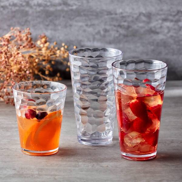Wudkey 24 oz. Set of 8 Shatter-Proof, Stackable, Multi-colors Clear Plastic Tumblers Shatter-Proof, Dishwasher-Safe