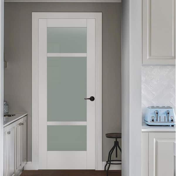 36 in. x 80 in. MODA Primed PMT1031 Solid Core Wood Interior Door Slab w/Translucent Glass
