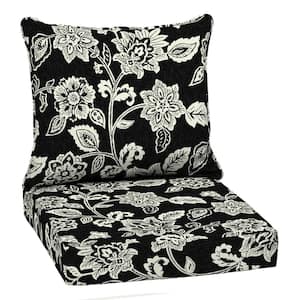 22 in. x 24 in. 2-Piece Deep Seating Outdoor Lounge Chair Cushion in Ashland Black Jacobean