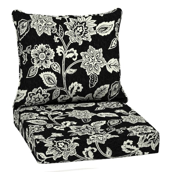 ARDEN SELECTIONS 22 in. x 24 in. 2-Piece Deep Seating Outdoor Lounge Chair Cushion in Ashland Black Jacobean