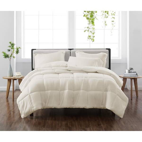 CANNON Solid Ivory Twin/Twin XL 2-Piece Comforter Set