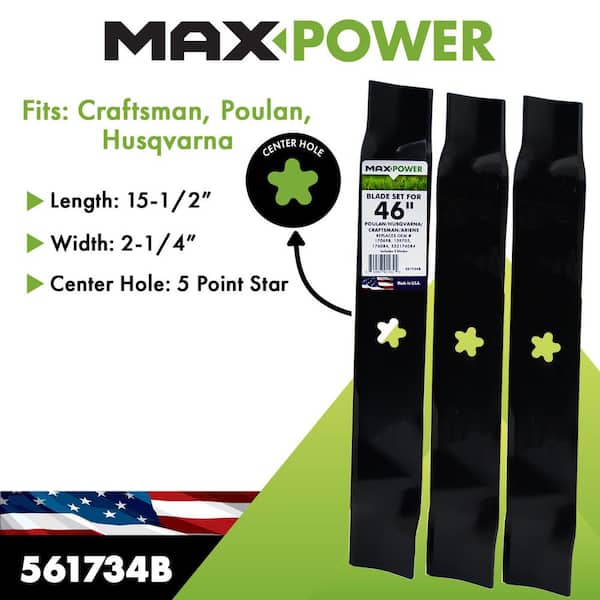 MaxPower 3 Blade Set for Many 46 in. Cut Craftsman, Husqvarna