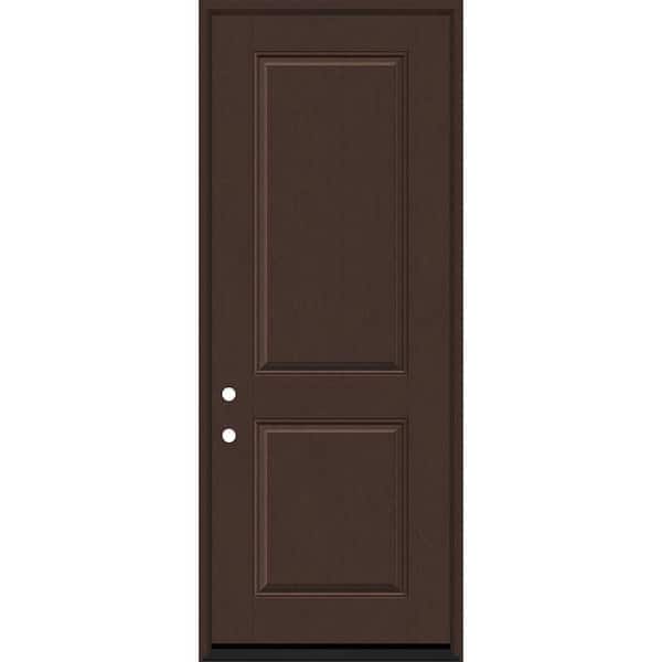 Regency 36 in. x 96 in. 2P Squaretop RHIS Chestnut Stain Fiberglass Prehung Front Door with 6-9/16 Jamb