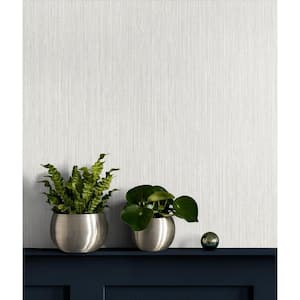 60.75 sq. ft. Metallic Pearl Vertical Stria Embossed Vinyl Un-Pasted Wallpaper Roll