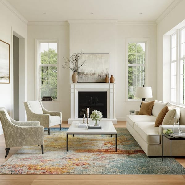 Celestial Sealife Multicolor 10 ft. x 14 ft. Abstract Modern Area Rug