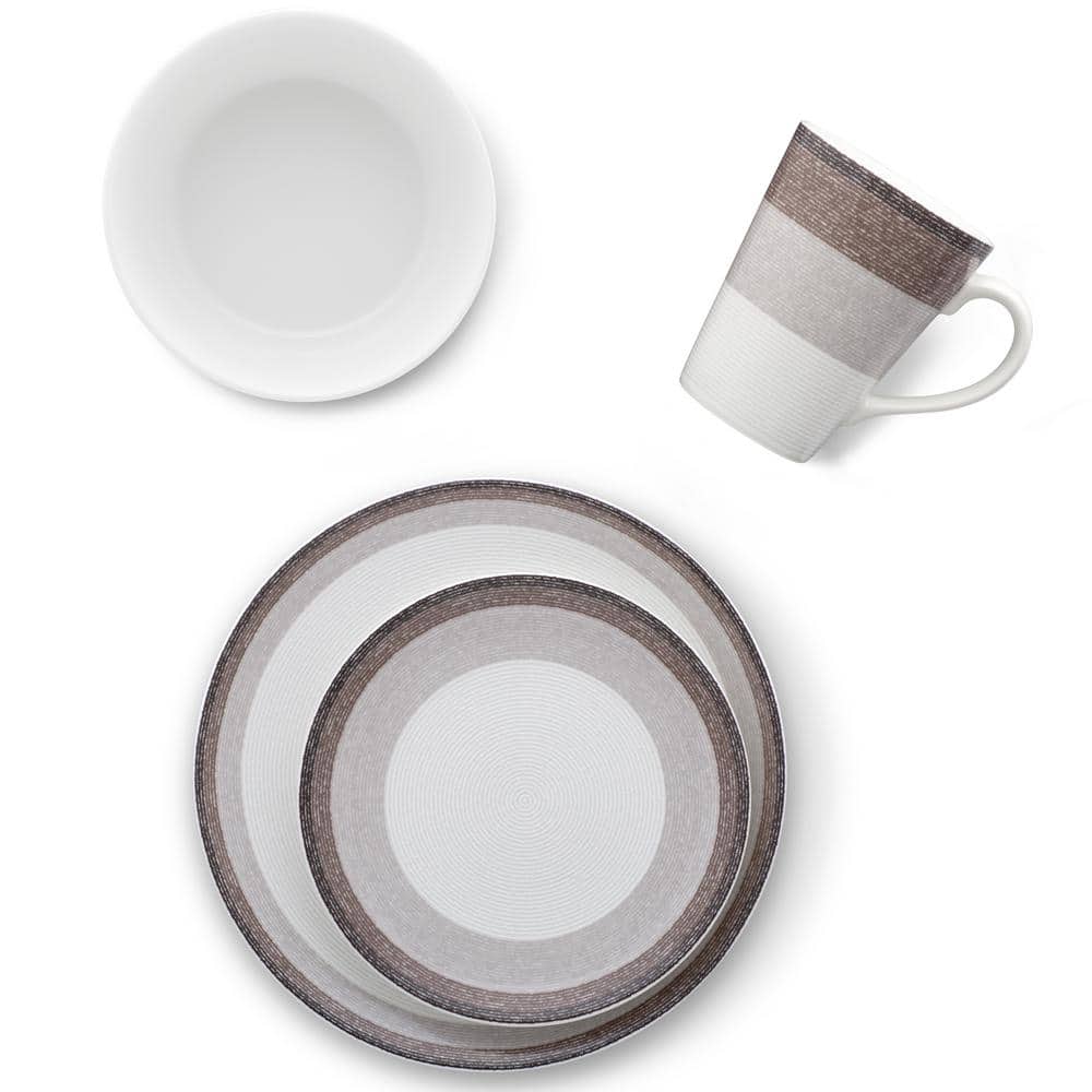 Canyon White Porcelain 4-Piece Textured Breakfast Set