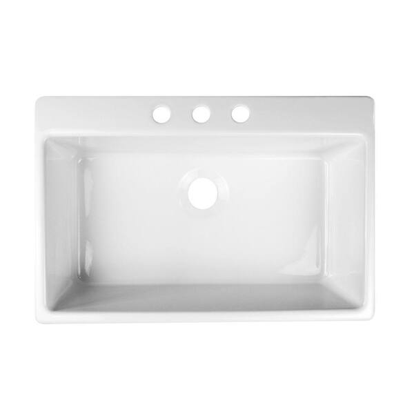 Lyons Industries Essence Drop-In Acrylic 33x22x9 in. 3-Hole Single Basin Kitchen Sink in White