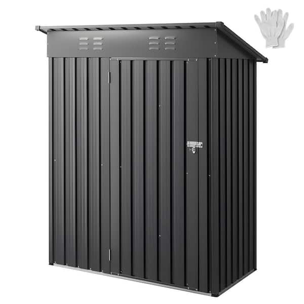 5x3 ft. Metal Garden Shed, 435 gal., Lockable Door and 2 Louver Vents, Sloped Roof Outdoor Shed, Deck Box, 2025 Update