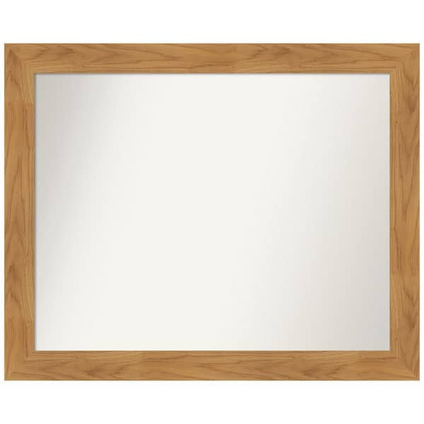 Amanti Art Carlisle Blonde 32 in. W x 26 in. H Non-Beveled Wood Bathroom Wall Mirror in Brown