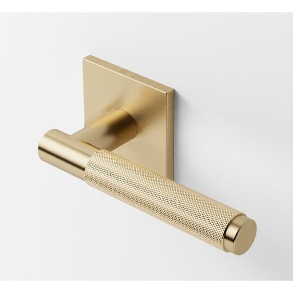 Taylor Champagne Gold Modern Heavy Duty Knurled Interior Door Handle, Square Rose with Concealed Screws (Double Dummy)