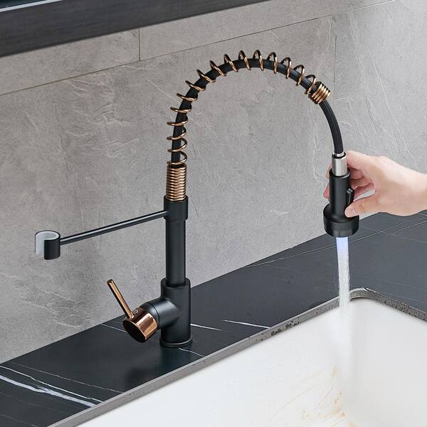 Black Kitchen Faucet With LED good Temperature Sensor