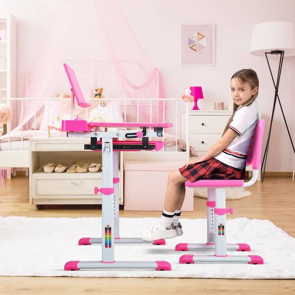 Hot Student Kid Desk and Chair Set Kid's Study & Play Table Adjustable 4 Color 