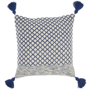 Lifestyles Blue Geometric Removable Cover 18 in. x 18 in. Throw Pillow