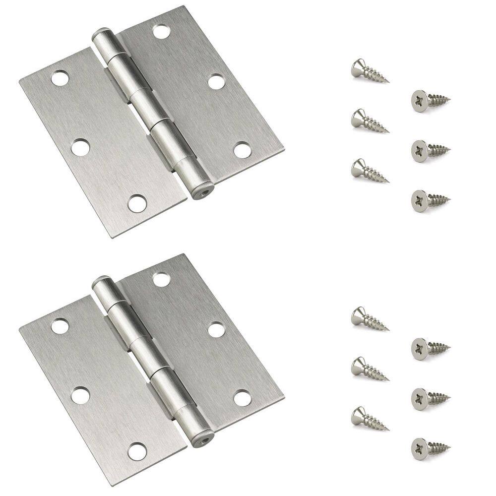 3-1/2 in. x 3-1/2 in. Brushed Nickel Full Mortise Butt Hinge with Removable Pin (2-Pack) price history on PriceWatchPro