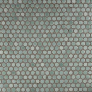 Hudson Penny Round Mint Green 6 in. x 6 in. Porcelain Mosaic Take Home Tile Sample