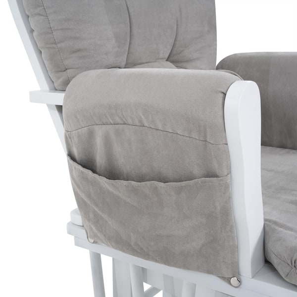 Homestock Light Gray/Light Gray Nursery Glider and Ottoman Set with Cushion, Rocker Rocking Chair for Breastfeeding, Maternity