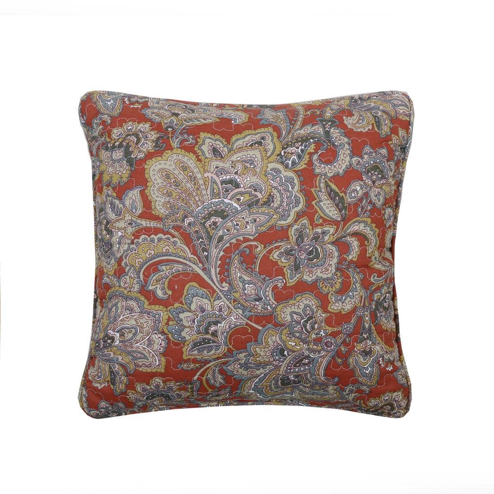 Twin Red Cotton Reversible Paisley Quilt Set