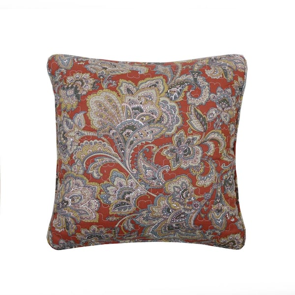 Beige & Red 2 Pieces Square Cotton Cushion Covers