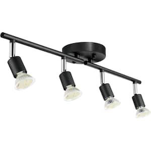 4-Light LED Track Lighting Kit 24.8 in. Ceiling Spot Light with Rotatable Light Arms, Heads for Indoors Exhibition Home