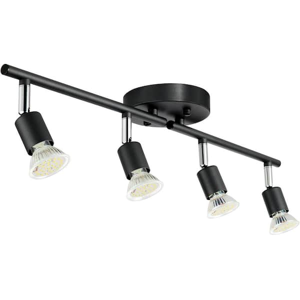 VEVOR 4-Light LED Track Lighting Kit 24.8 in. Ceiling Spot Light with Rotatable Light Arms, Heads for Indoors Exhibition Home