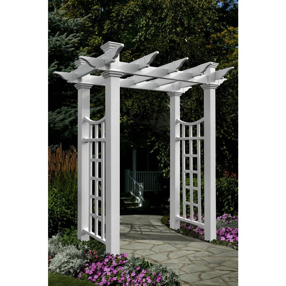 White Vinyl Garden Arbor with Smooth Semi-Gloss Finish