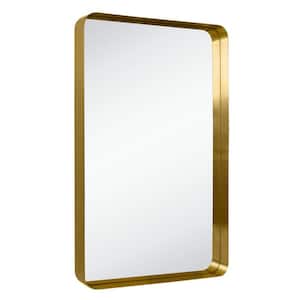 Arthers 24 in. W x 36 in. H Large Rectangular Stainless Steel Framed Wall Mounted Bathroom Vanity Mirror in Brushed Gold