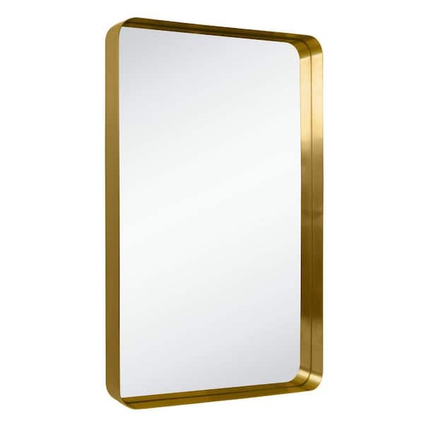 TEHOME Arthers 24 in. W x 36 in. H Large Rectangular Stainless Steel Framed Wall Mounted Bathroom Vanity Mirror in Brushed Gold