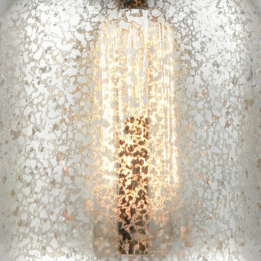 Polished Nickel Mini Pendant with Mercury Glass Shade