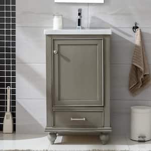 Melissa 20.5 in. W x 16 in. D x 34.5 in. H Bath Vanity in Silver Gray with Ceramic Vanity Top in White with White Sink