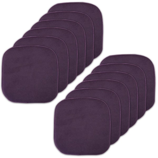 Sweet Home Collection Eggplant, Honeycomb Memory Foam Square 16 in. x 16 in. Non-Slip Back Chair Cushion (12-Pack)
