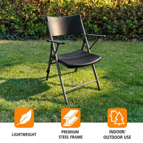 HDX Steel Frame Black/Silver Resin Arm Indoor/Outdoor Folding