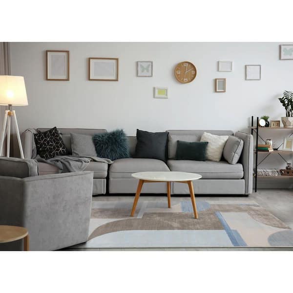 Vireo Collections 8 ft. x 11 ft. Blue Geometric Indoor Area Rug