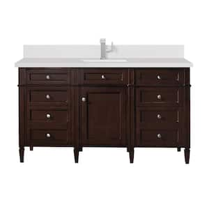 Brittany 60.0 in. W x 23.5 in. D x 34.0 in. H Single Bathroom Vanity in Burnished Mahogany with White Zeus Quartz Top