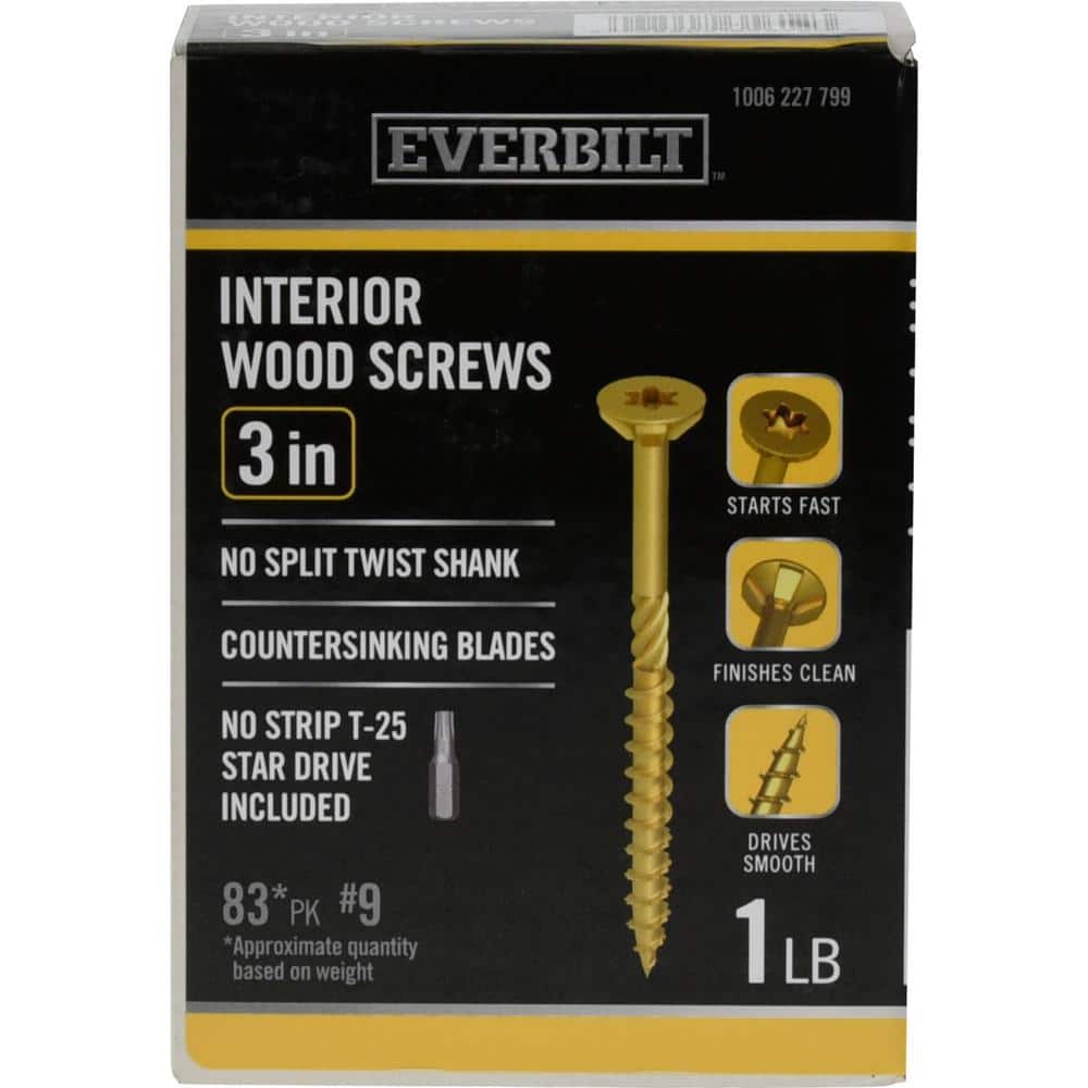 #9 x 3 in. Star Drive Flat Head Interior Wood Screws (83-Pack)