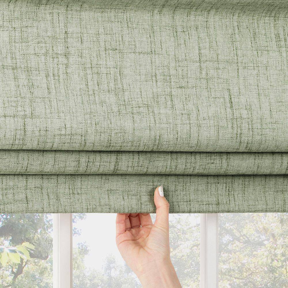 Sage Green Textured Fabric Cordless Blackout Roman Shade 33" x 64"