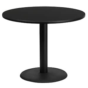 Stiles Round Black Wood 36 in. Pedestal Dining Table - Seats 4